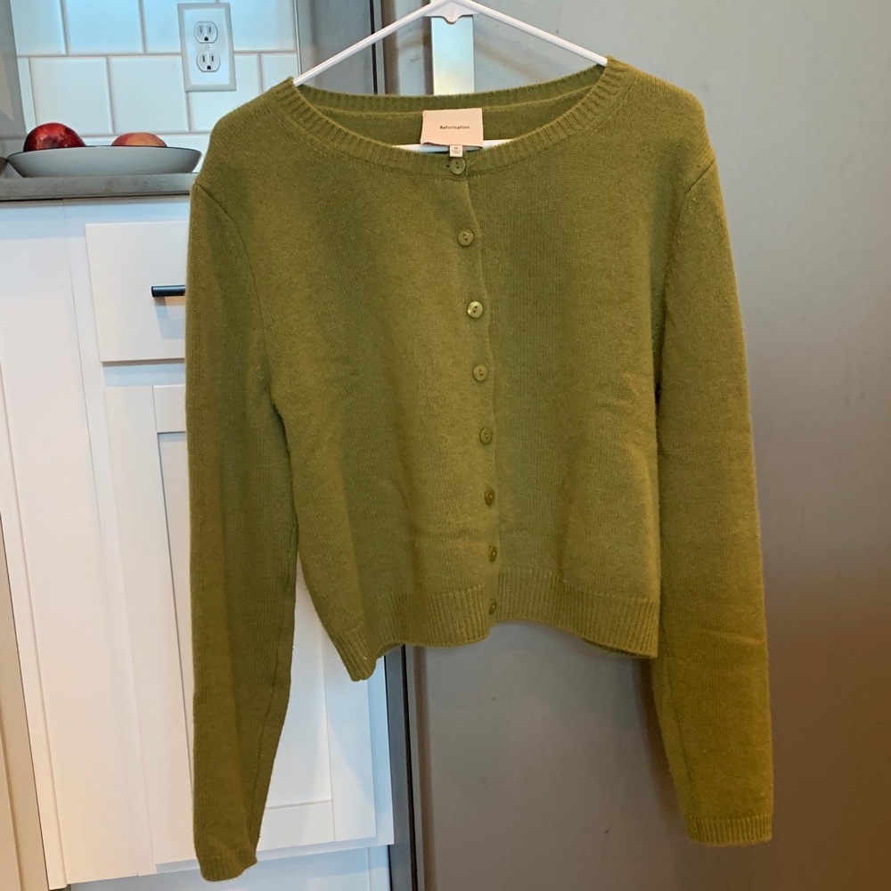 Reformation Olive Green Women's Cardigan